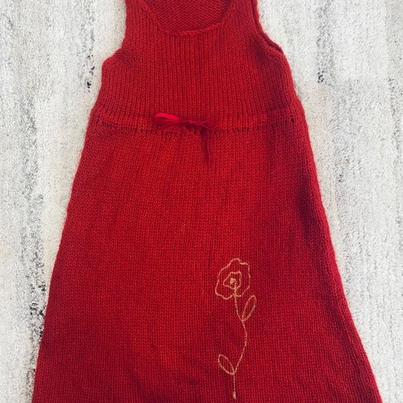 Girls United Colors of Benetton Red Mohair Jumper Dress Small S (6) Girls United Colors of Benetton Red Mohair Jumper Dress Small S (6)